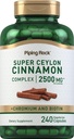 Piping Rock Super Ceylon Cinnamon Complex Capsules Ø 2500 mg TEN 240 Powder Pills TENIDO Suplemento Extracto con Cromo y Biotina ANTE Vegetariano, No GMO, Gluten Free