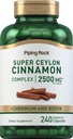 Piping Rock Super Ceylon Cinnamon Complex Capsules Ø 2500 mg TEN 240 Powder Pills TENIDO Suplemento Extracto con Cromo y Biotina ANTE Vegetariano, No GMO, Gluten Free