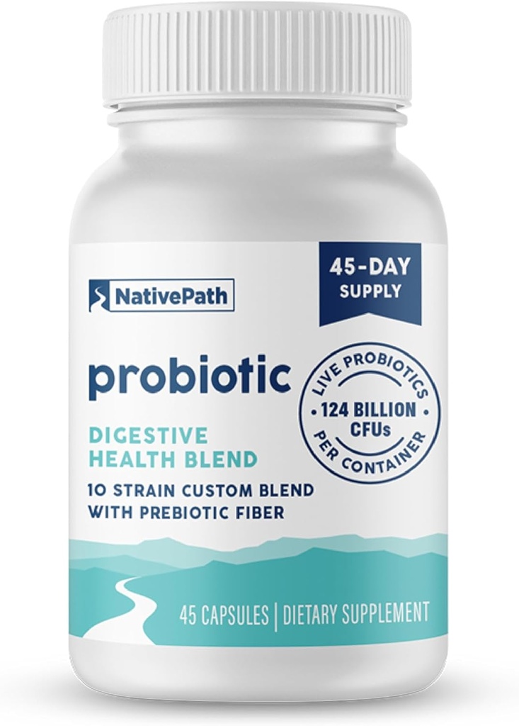 NativePath Daily Probiotic, 10-Strain Custom Blend Probiotics Suplemento para Hombres y Mujeres, 82 Billion CFUs - 45 Cuenta