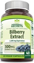 Herbal Secrets Bilberry Extract 300 Mg Silencio 4:1 Extracto (3600 mg Equivalente) Silencio Veggie Capsules ← Non-GMO ANTE Gluten-Free Silencio Made in USA (120 Conde)