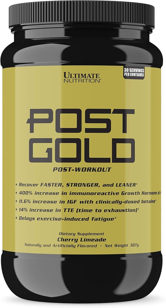 Ultimate Nutrition Post Gold Post-Workout Powder, Muscle Recovery Drink with BCAA, Beta Alanine, Betaine, GABA, Glutamine, 1.07 libras, Cherry Limeade