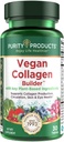 Vegan Collagen Builder - Organic Whole Foods Fruits + Veg, Silica, Lutein, Vitamin C, Biotin, Grape Seed - Amino Acids Glycine, Lysine + Proline Collagen Boosters (30 Servings, Tablets)