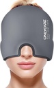 ONLYCARE Migraine Relief Cap,Soothing Migraine Mask, Upgraded Odorless Gel Ice Head Wrapy, Hot and Cold Therapy, FSA o HSA Eligible Headache Ice Pack for Tension and Stress(Grey)