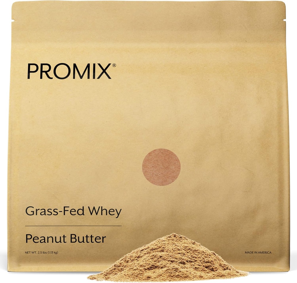 ProMix Nutrition Whey Protein Powder, Peanut Butter - Grass-Fed - Post Workout Fitness & Nutrition Shakes, Smoothies, Baking &amp; Cooking Recipes - Gluten-Free &amp; Keto-Friendly - 2.5 Libra (Pack of 1)