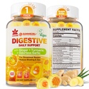 Ginger Chews Gummies for Nausea " Digestive Support, Stomach Relief - Sugar Free with Turmeric " Odorless Garlic, Quercetin, Vitamina D3, C, Delicious Digestive Supplements, 60Cts (Pack of 1)