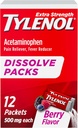 Tylenol Extra Strength Dissolve Packs, 500 mg Acetaminophen Pain Reliever " Fever Reducer, On-The-Go Powder Packets for Minor Aches " Pains, Ibuprofen- " Aspirin-Free, Berry Flavor, 12 ct