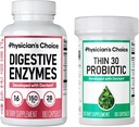 CHOICE de Physician - Beat Bloat + Soporte Weight Management Bundle: Digestive Enzymes 180ct + Thin-30 Probiotic 60ct - Value Pack