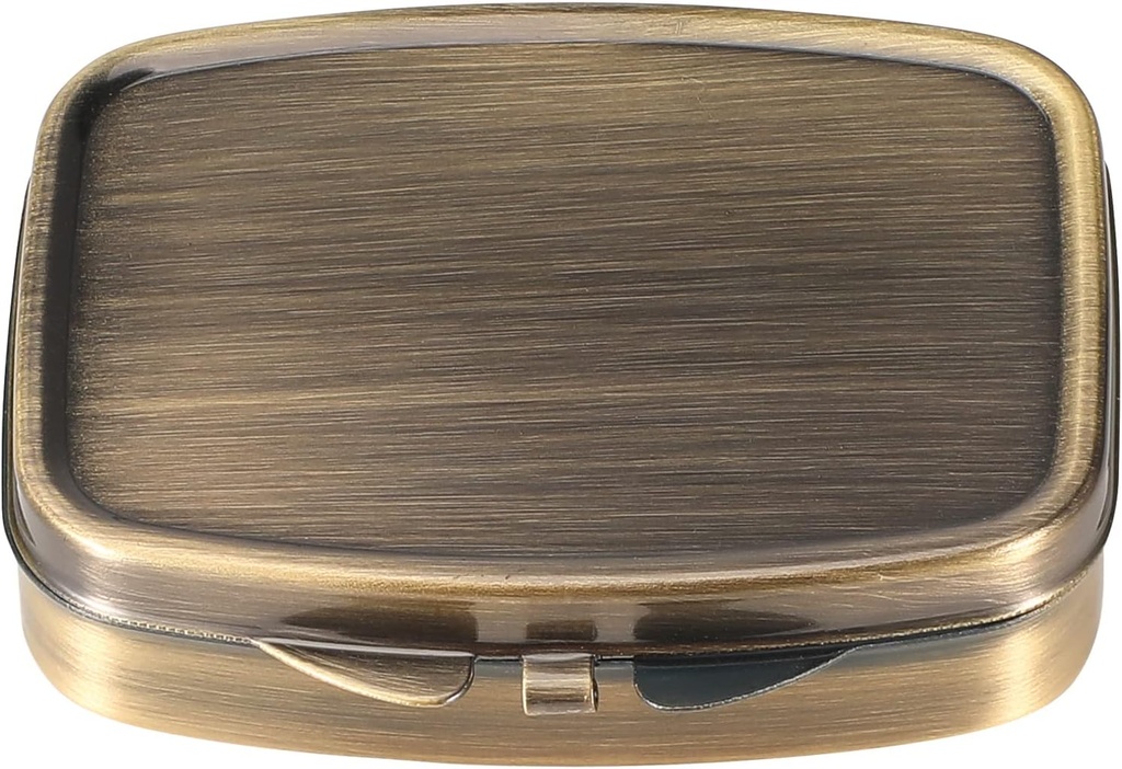 Caja de pill de Dynippy Caja de pill con boquilla de espejo retro Pocket 2 Compartimiento Medicina Funda de Pill de Vitamina Organizador de Pocket Purse y Travel (A-Retro)