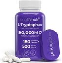L-Tryptophan 500mg – 180 cápsulas vegetarianas, 6 meses de suministro, para la ayuda al sueño y la estabilidad del humor, laboratorio probado, hecho en EE.UU., no GMO