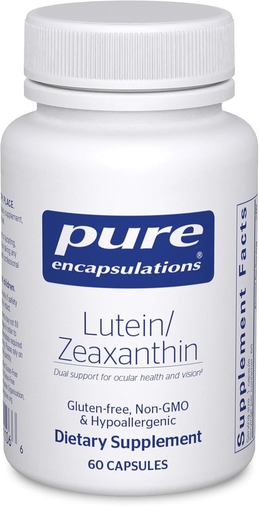Encapsulaciones puras Lutein " Zeaxanthin - Soporta la visión general* - Mantiene el pigmento macroular y la salud ocular* - soporte antioxidante* - Vegan-Friendly " Non-GMO - 60 cápsulas