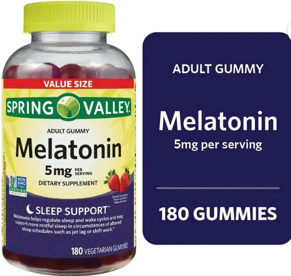 Soring Valley Melatonin Gummies, Non GMO, Strawberry Flavor, 5 mg, 180 Conde
