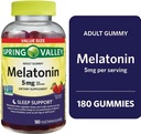 Soring Valley Melatonin Gummies, Non GMO, Strawberry Flavor, 5 mg, 180 Conde