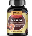 Reishi Mushroom Extract - Calidad Premium, Solo Cuerpos de Fruto, Antioxidante, Pmonotes Longevity, Booster Inmunity, Energía & Vitalidad, Elimina Fatiga, 90 Veg Caps.