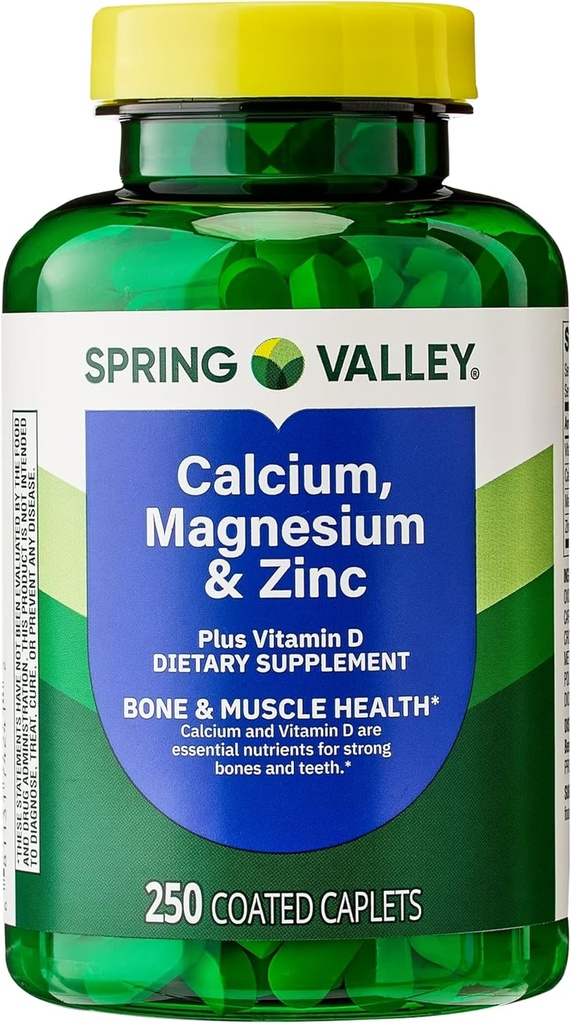 Calcio, Magnesio, Zinc &amp; Vitamina D3. Magnesio de Calcio de Primavera con Más Vitamina D3 Caplets Suplemento dietético, 250 Contamos con 45 Diabetes Decodificados