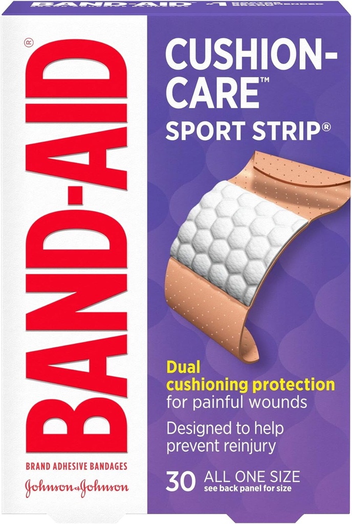 Bandas adhesivas de la marca Band-Aid, tira deportiva/extra ancha, 30 cuenta