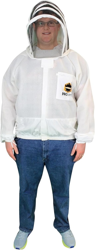 Mann Lake Provent Beekeeping Jacket, Professional Grade Vented Bee Gear with Self-Supporting Veil, Heavy-Duty Zippers, Elastic WristOpens, Reforzado Áreas de alto desgaste " Chest Pocket, Medium