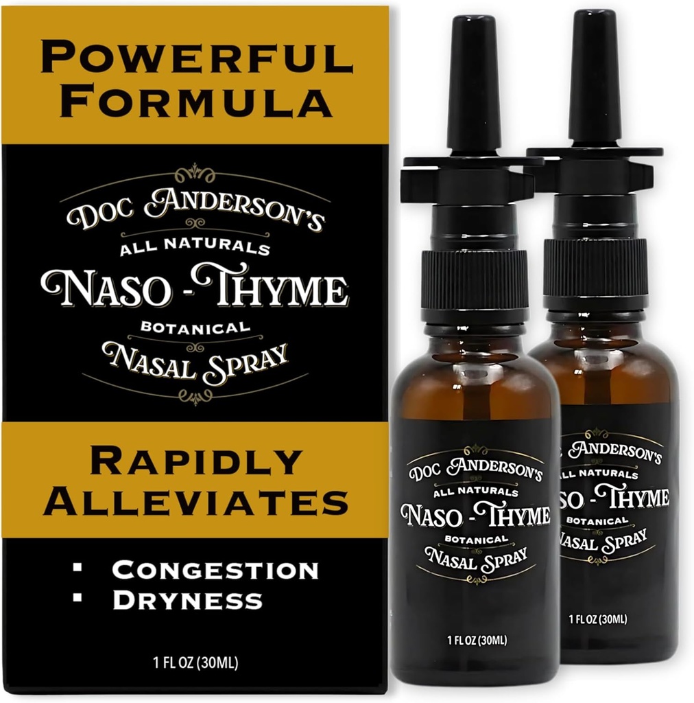Spray Nasal Botánico de Doc Anderson – Alivio de Congestión Natural con Aloe & Thyme for Clearer Breathing, Combat Irritants y Moisturizes, Made in USA (2 Pack)