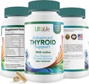 Daily Thyroid Boost Advanced Fórmula con Iodine Ashwagandha Vitamina B12 Zinc y Selenium para el metabolismo energético y Focus 60 cápsulas