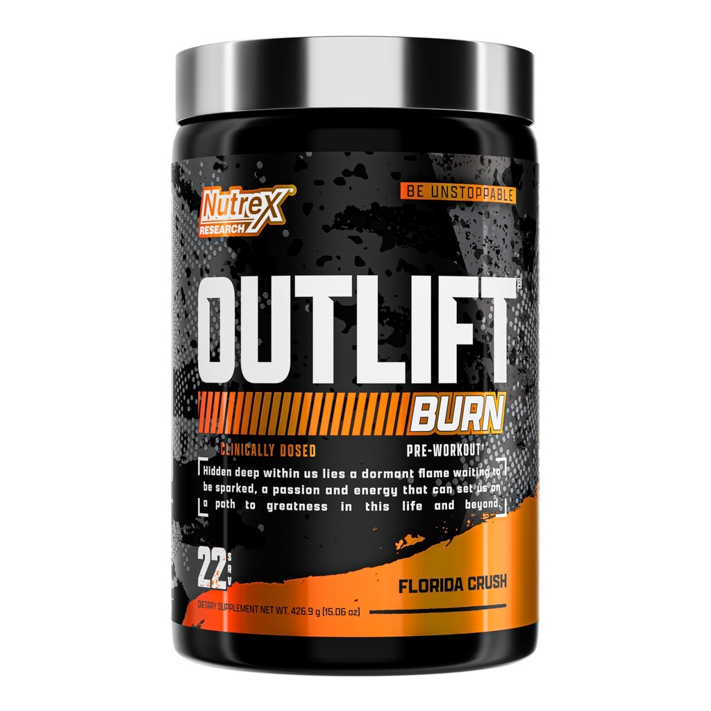 Nutrex Outlift Burn Pre-Workout Supplement for Energy, Focus & Endurance TEN Metabolyte, L-Citrulline, Beta-Alanine & Caffeine TEN Thermogenic Formula for Performance (22 Servings, Florida Crush)
