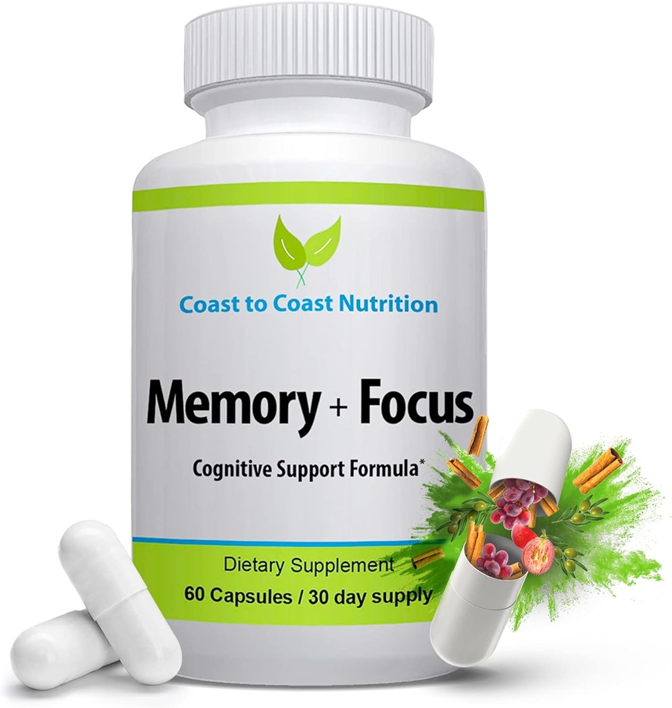 Suplemento cerebral – Memoria, Focus &amp; Clarity - Suplemento de bopostaje cerebral natural – Formulado con un total de 41 ingredientes nootrópicos: Choline, Pho sphatidylserine, Bacopa Extract, Huperzine A