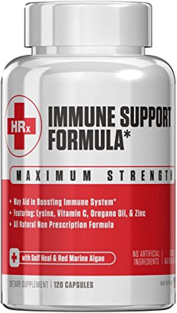 Re+Gen Nutrition Immune Support Supplement for Adults, Natural Capsules with Zinc, Vitamin C, L lysine Amino Acid &amp; Oregano Oil for Strong Immunity Health in Men &amp; Women, 120 Capsules
