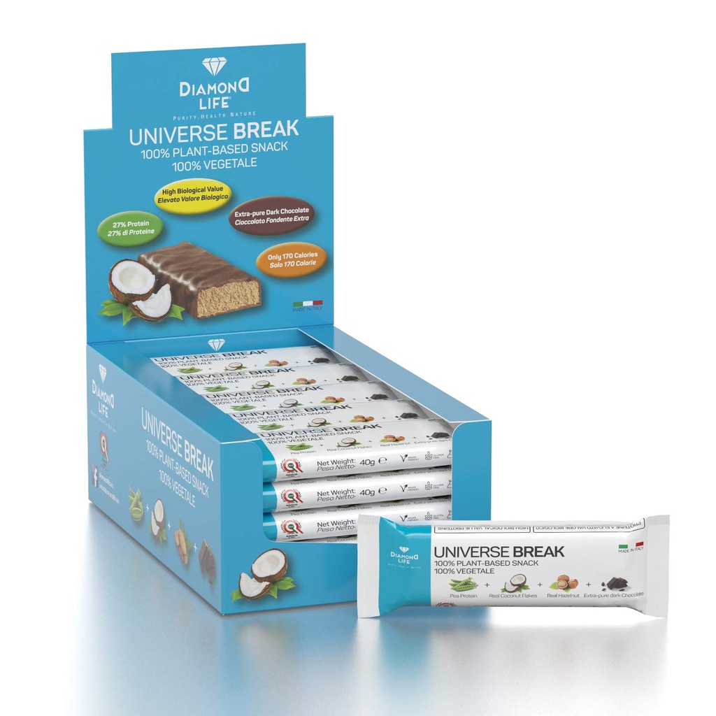 UNIVERSE BREAK - Coconut Flavour - Perfectly balanced low-calorie plant-based bar - Diamond Life