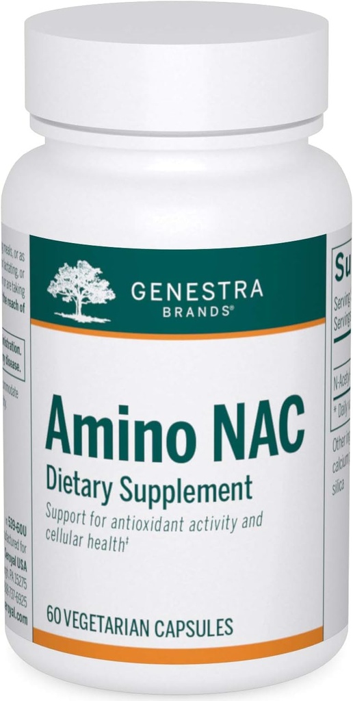 Genestra Brands Amino NAC ← Vegan N-Acetyl-L-Cysteine Fórmula ← 60 Capsules