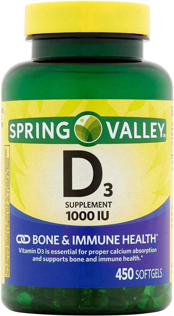 Spring Valley - Vitamina D-3 1000 UI, 450 Softgels