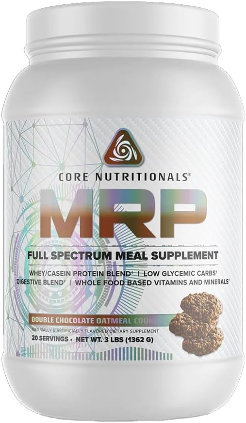 Nutriciones básicas Platino MRP Reemplazo completo de la comida del espectro, liberación sostenida para todo el día Aminoácidos Soporte, 27G Proteína, 20 Servimientos (Cookie doble de chocolate)