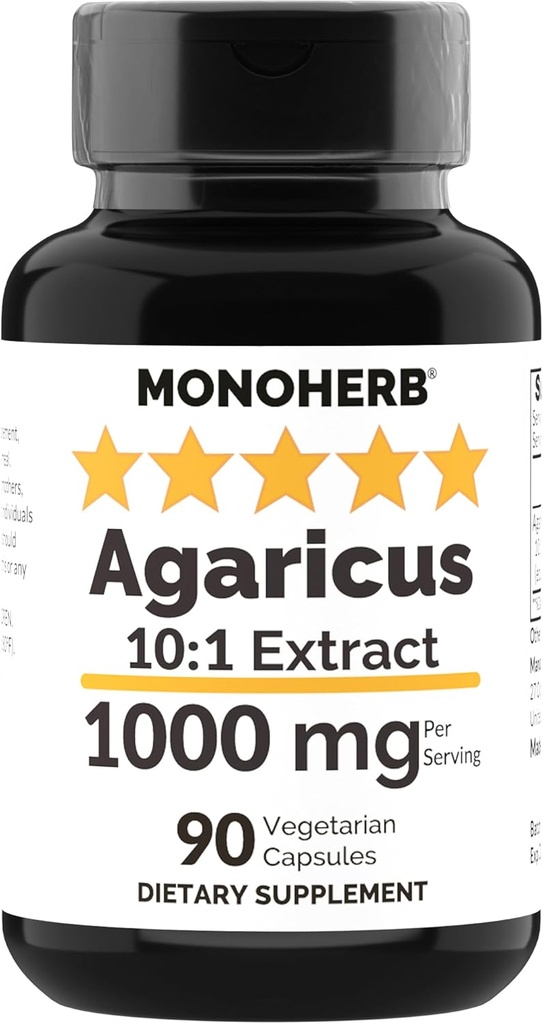 MONOHERB Agaricus Mushroom Extract 1000 mg - 90 cápsulas vegetarianas
