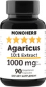 MONOHERB Agaricus Mushroom Extract 1000 mg - 90 cápsulas vegetarianas