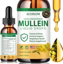 7 in 1 Mullein Drops for Lungs 2 Fl Oz - Organic Mullein Leaf Extract Suplemento - Lung &amp; Bronchial Cleanse for Smokers - Respiratory Health Support