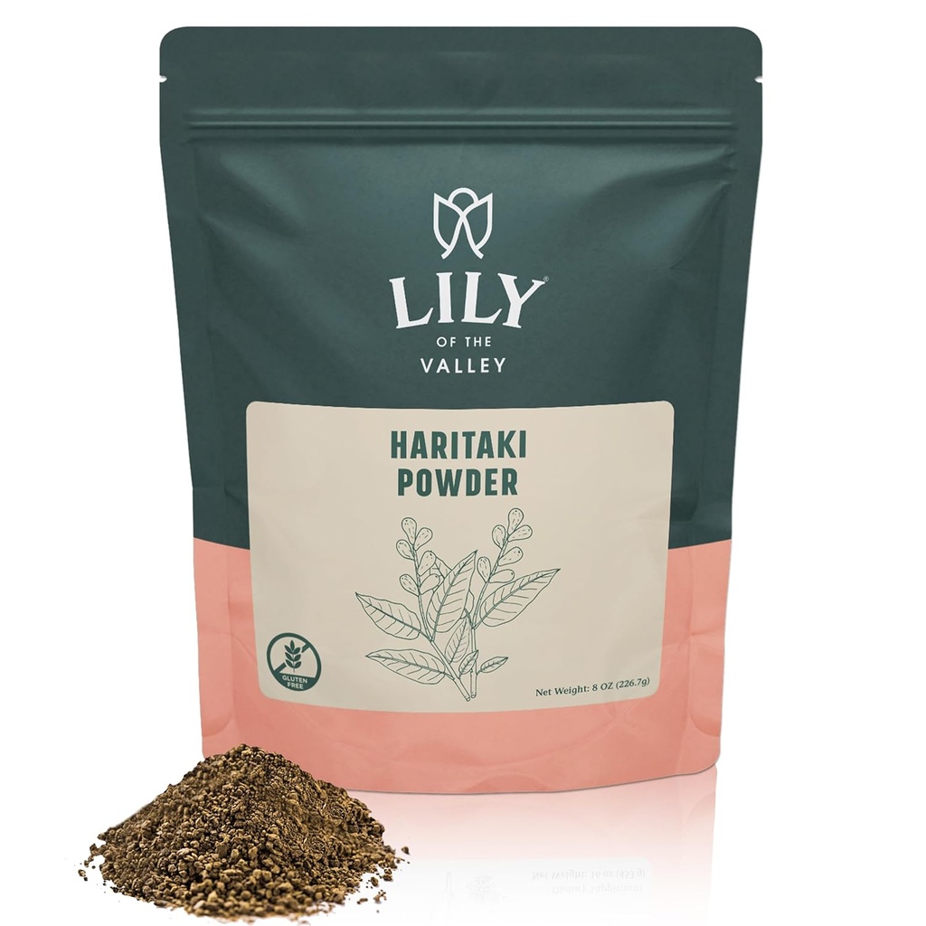 Lily of the Valley Haritaki Powder - Terminalia Chebula - Fuente de la India - An Ayurvedic Herb - 100% Natural &amp; No Añadido Preservative - Vegan &amp; Gluten-Free (8oz, 226g)- Paquete Mayo Vary