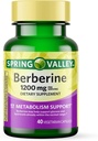 Suplemento dietético de Spring Valley Berberine - Metabolism Support - 1200mg cápsulas, 40ct