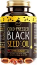 Maju Superfoods Black Seed Oil Capsules - Cold Pressed, 2% Thymoquinone, 100% Turco Negro Cumin Nigella Sativa Seed Oil, Liquid Pure Blackseed 60 Cuenta, 500 mg por cápsula