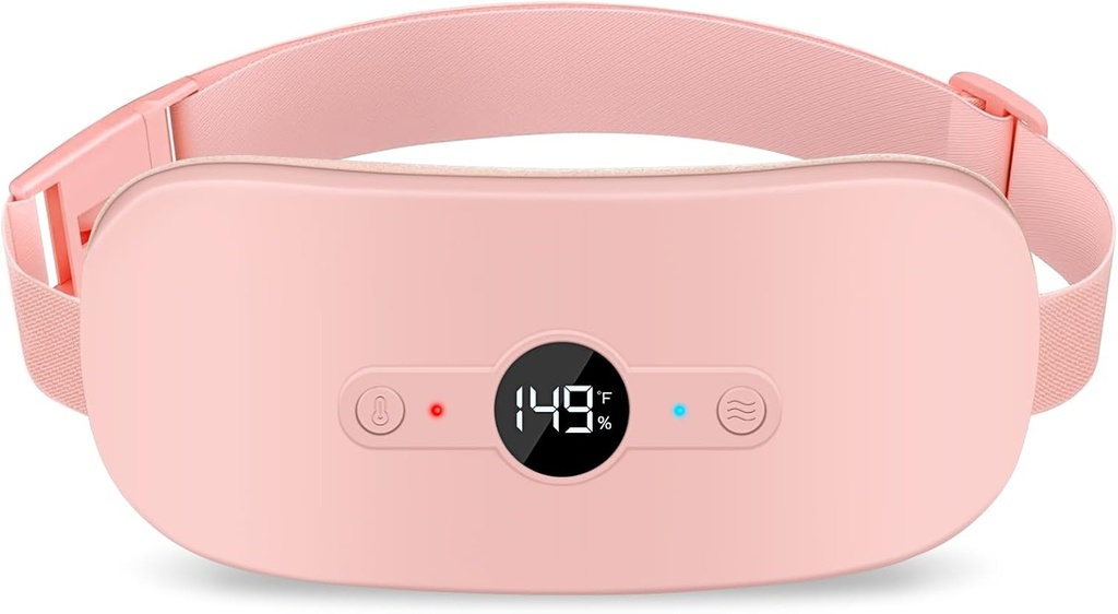 NOWWISH Heating Pad for Period Cramps Pain Relief, Portable Electric Cordless Menstrual Heating Pad Rechargeable with 6 Heat Levels and 6 Massage Modes, Christmas Gifts for Women Teen Girls, Pink