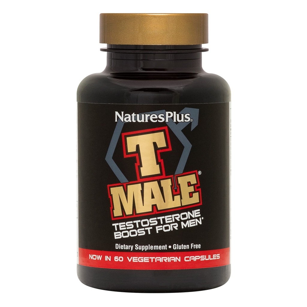 NaturesPlus T Male - 60 Vegetarian Capsules - Promotes Muscle Gain & Stamina, Mood Enhancer - Gluten Free - 30 Total Servings
