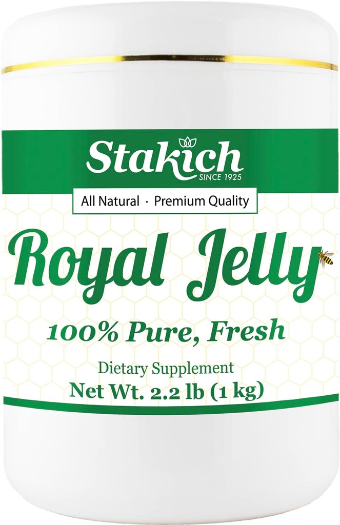 Stakich Fresh Royal Jelly - Puro, Todo Natural - No Additives/Flavors/Preservatives Añadido - 1 Kilogram (2.2 libras)