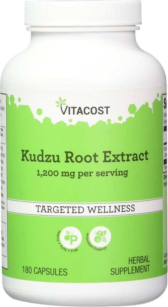 Vitacost Kudzu Root Extract - 1200 mg por porción - 180 cápsulas