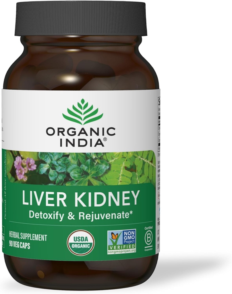 Reparación de desintoxicación ecológica India Liver y Kidney Cleanse - Suplemento herbal - Detoxify " Rejuvenate, soporta la función sana del hígado " Kidney, Vegan, USDA certificado orgánico, no GMO - 90 cápsulas