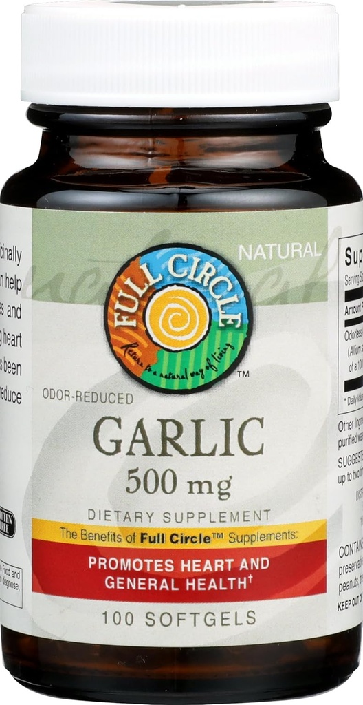 Círculo completo, ajo, odor-reducido, 500 Mg, Softgels, 100 Cuenta