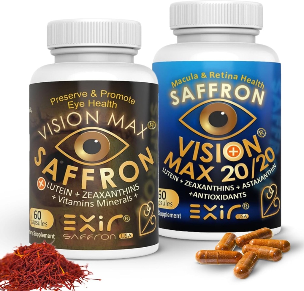 Vision Max Combo Pack – Advanced Eye Support with Lutein, Zeaxanthin, Saffron &amp; Astaxanthin – Blue Light Defense &amp; Macular Health – 2 Bottles, 120 Capsules – Epicure Garden