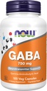 AHORA Suplementos de alimentos, GABA (ácido gamma-aminobutírico) 750mg, soporte neurotransmisor*, 100 cápsulas de verduras