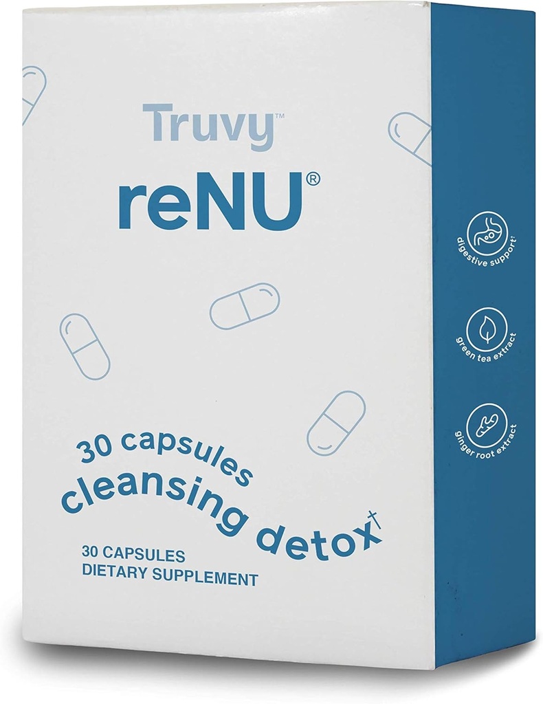 Truvy Renu Detox ← 30 Conde ← Apoyo Digestivo Capsules  Apoya Gut Balance " Natural Elimination ← Fórmula basada en plantas para la limpieza interna " Wellness