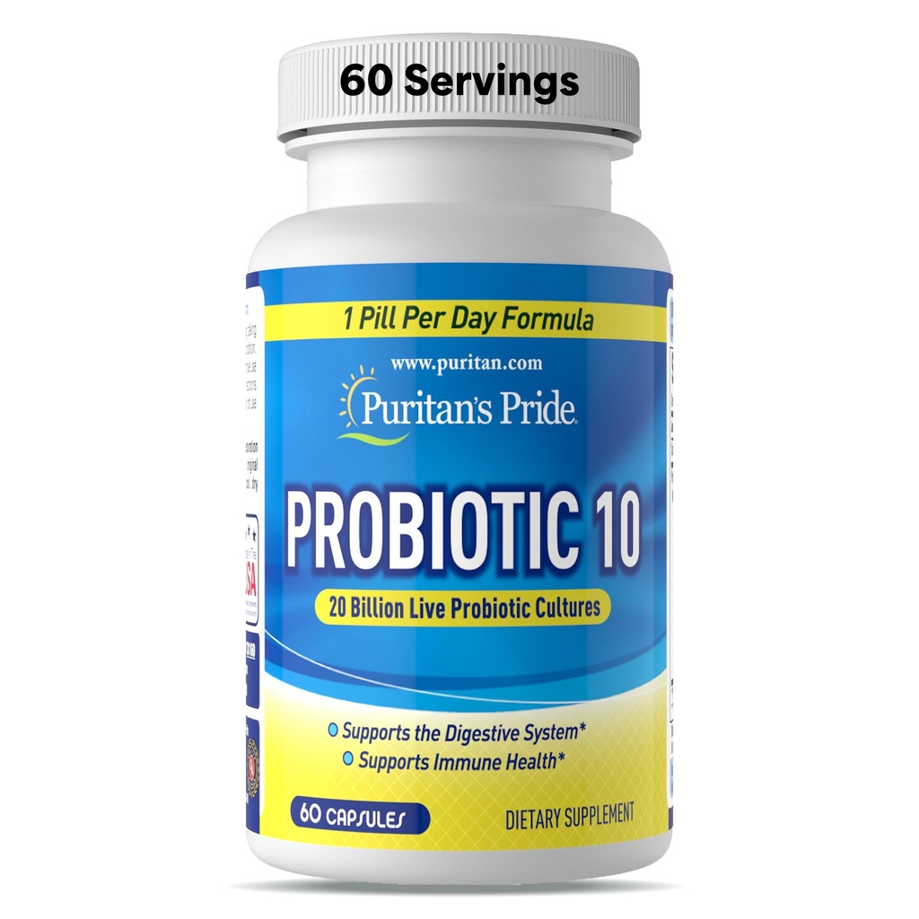Probiótico de Puritan 10 con vitamina D para ayudar a apoyar la salud del sistema inmunitario*, 60 conde, blanco