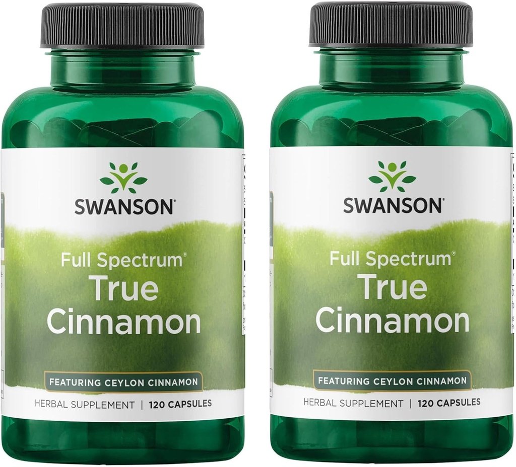 Swanson Full Spectrum True Cinnamon - Suplemento Herbal - (120 cápsulas, 300 mg cada uno) 2 Pack