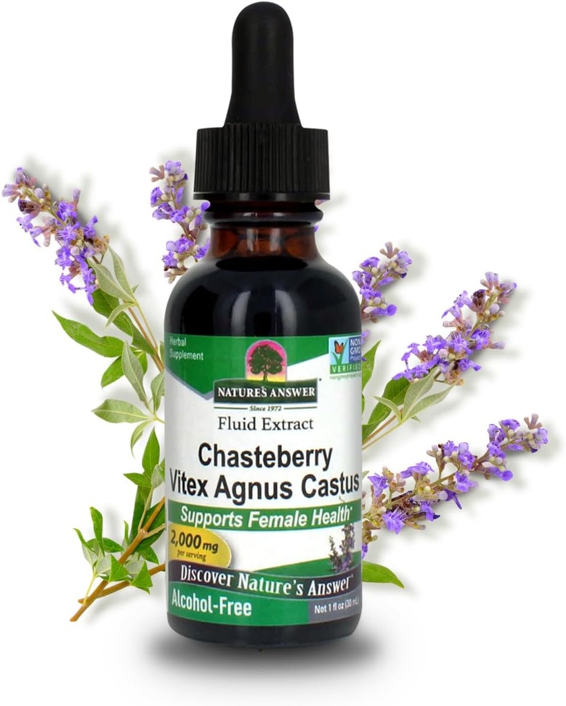 Nature's Answer Alcohol-Free Vitex Berry, 1-Fluid Ounce | Promotes Hormonal Balance | Ovulation Support | Menopausal Support