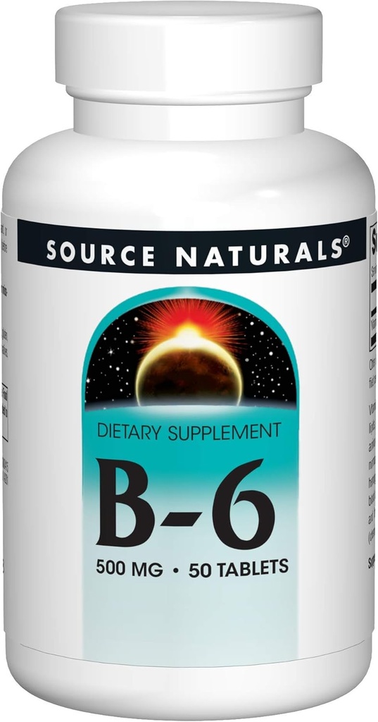 Fuente Naturals Vitamina B-6, 500 mg Apoyo al Sistema Inmunitario - 50 Tabletas