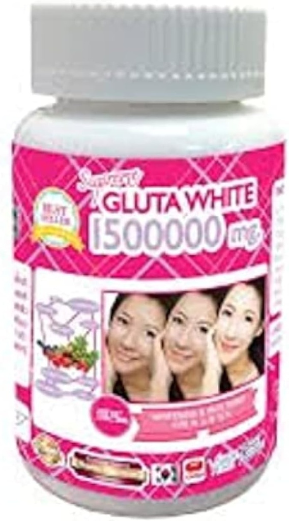 1 Botella X 30 Softgels Suprema Gluta Blanco 1500000mg. Super Blanqueamiento Glutathione Anti - Envejecimiento. (Supreme Whitening Skin Boost up Collagen Remove Dark Spot and Scar Tighten Pore Healthy Skin and Hair)