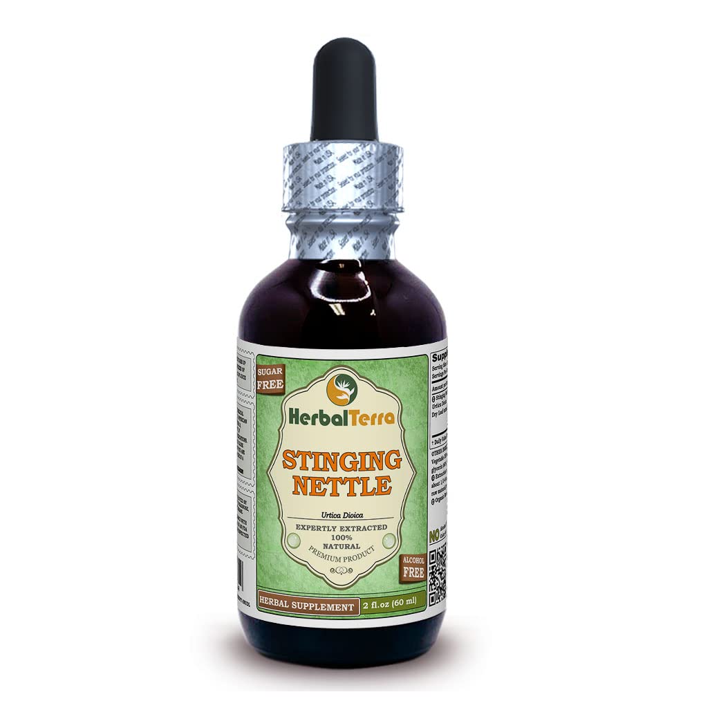 Herbal Terra LLC Stinging Nettle (Urtica Dioica) Glicérite, Hojas orgánicas secas Extracto líquido libre de alcohol 2 oz